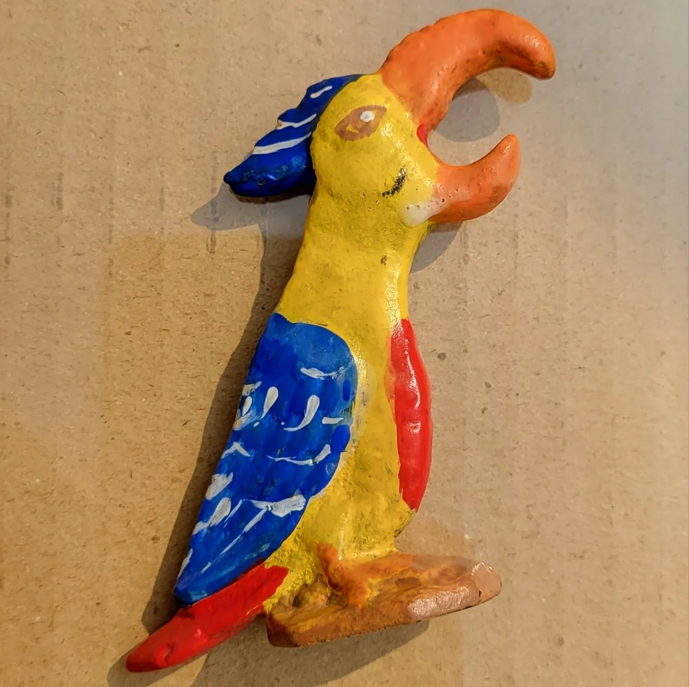 Vintage Cast Iron Parrot Bottle Opener ~ Tiki ~ Tropical ~ Bar Cart ~ Retro